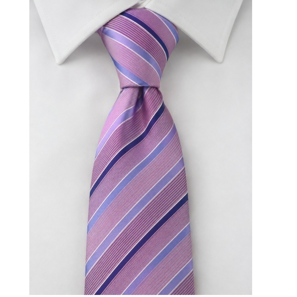 Perry Ellis Portfolio Men's Tie Pink Purple Blue Diagonal Stripe 58 Businesscore